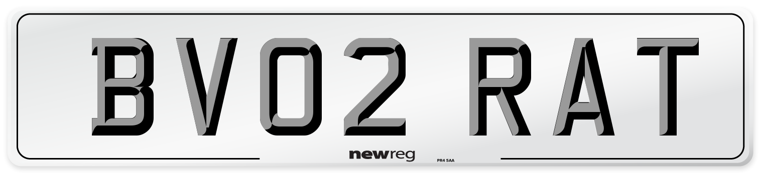 BV02 RAT Number Plate from New Reg